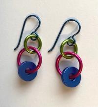 Earrings Blue Disc by Carolyn Henderson