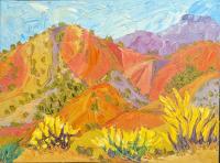 Abiquiu Hills with chamisa by Michelle Chrisman