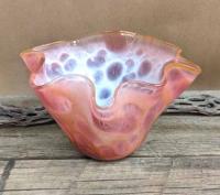 Small Pink Spotted Wavy Bowl by Jon Oakes