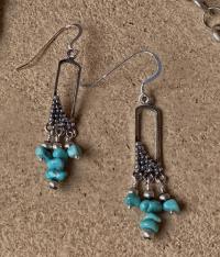 Earrings Signature link, turquoise chips by Myra Gadson