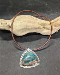 Chrysocolla & Sterling Silver Pendant by Lu Heater