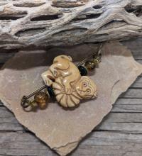 Carved Bone Monkey Pin by Judy Jaeger