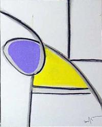 Untitled Abstract Black/Blue/Yellow by Beatrice Mandelman
