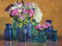 Roses, Hydrangea and Glass by Sarah Blumenschein