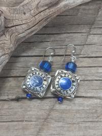 Tibet silver squares with lapis Earrings by Judy Jaeger