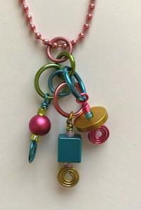 Ball Chain Necklace turquoise/yellow/pink by Carolyn Henderson