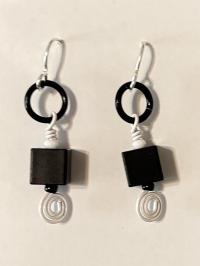 Black Cube Earrings by Carolyn Henderson