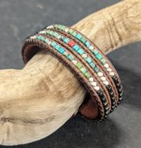 Turquoise Leather Cuff by Cliff Sprague