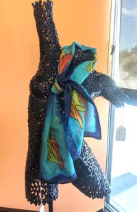 Chilies Turquoise/Blue/Black Scarf by Claudia Fluegge