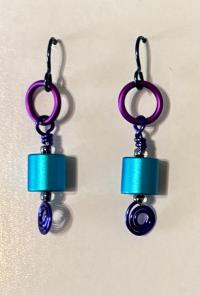 Turquoise Cylinder Earrings by Carolyn Henderson