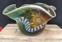 Lg Olive/Gold Fluted Bowl by Jon Oakes