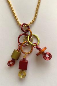 Ball Chain Necklace Red/yellow/orange by Carolyn Henderson