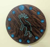 Round Walnut & Turquoise Clock by Andy Hageman