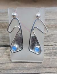 Contemporary Blue Topaz SS Earrings by Doreen Garten