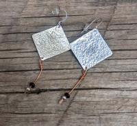 Earrings - silver hammered w/dangle by Esta Kirschner