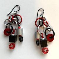 Earrings red/black/white by Carolyn Henderson