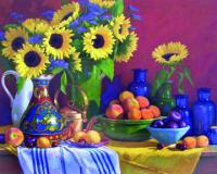 Televera Vase with Sunflowers and Peaches by Sarah Blumenschein